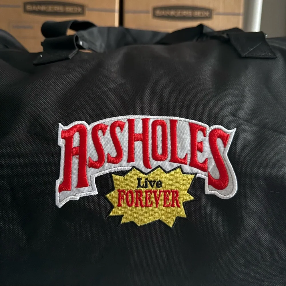 Asshol*s Live Forever Black Festival Overnight Weekend Gym Travel Duffle Bag